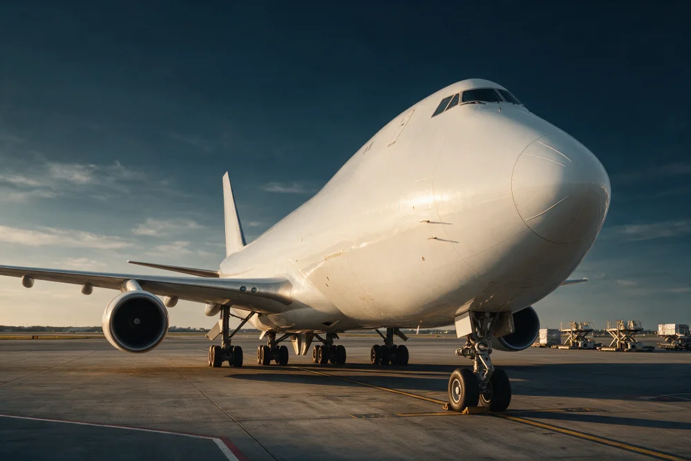 Cargo aircraft at an airport